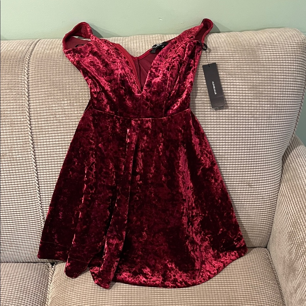 Lulu's Burgundy Velvet Mini Dress